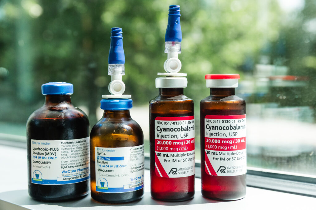 A close-up of vials for weight loss injections in Burlington